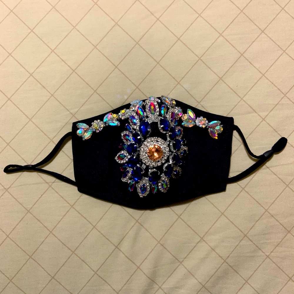 Multicolor Bejeweled Face Mask